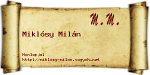 Miklósy Milán névjegykártya