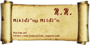 Miklósy Milán névjegykártya